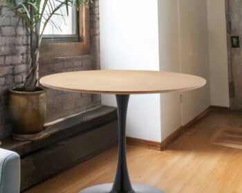 Masa Rotunda Marseille, Ø100 cm Negru/Stejar