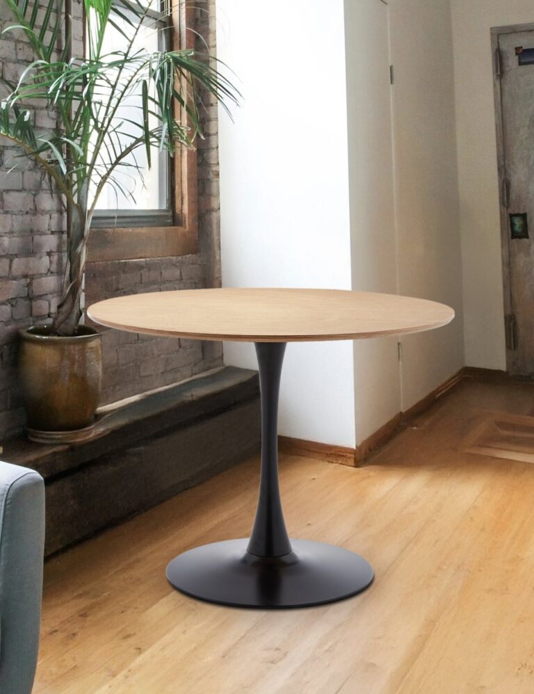 Masa Rotunda Marseille, Ø100 cm Negru/Stejar