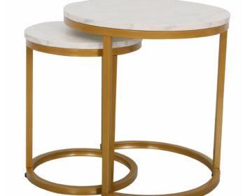 Set Masute Cafea Nestin Auriu/Alb Marmura
