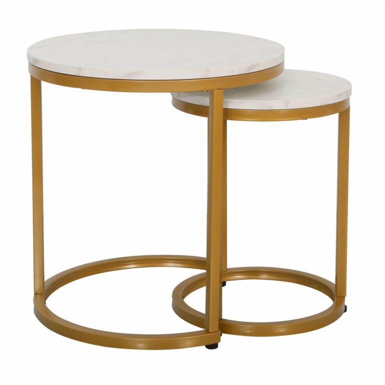 Set Masute Cafea Nestin Auriu/Alb Marmura