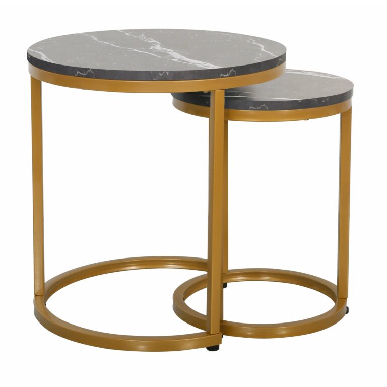 Set Masute Cafea Nestin Auriu/Negru Marmura