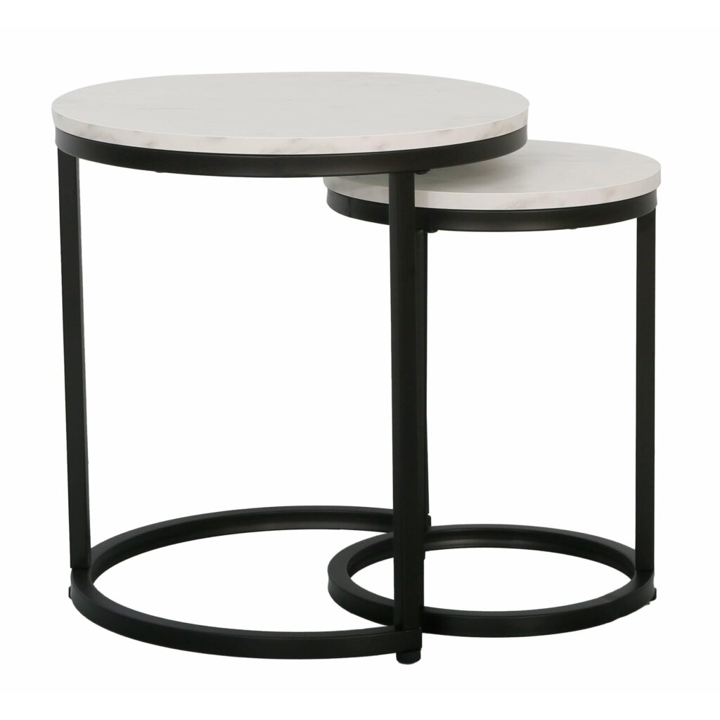 Set Masute Cafea Nestin Negru/Alb Marmura