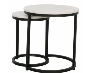Set Masute Cafea Nestin Negru/Alb Marmura