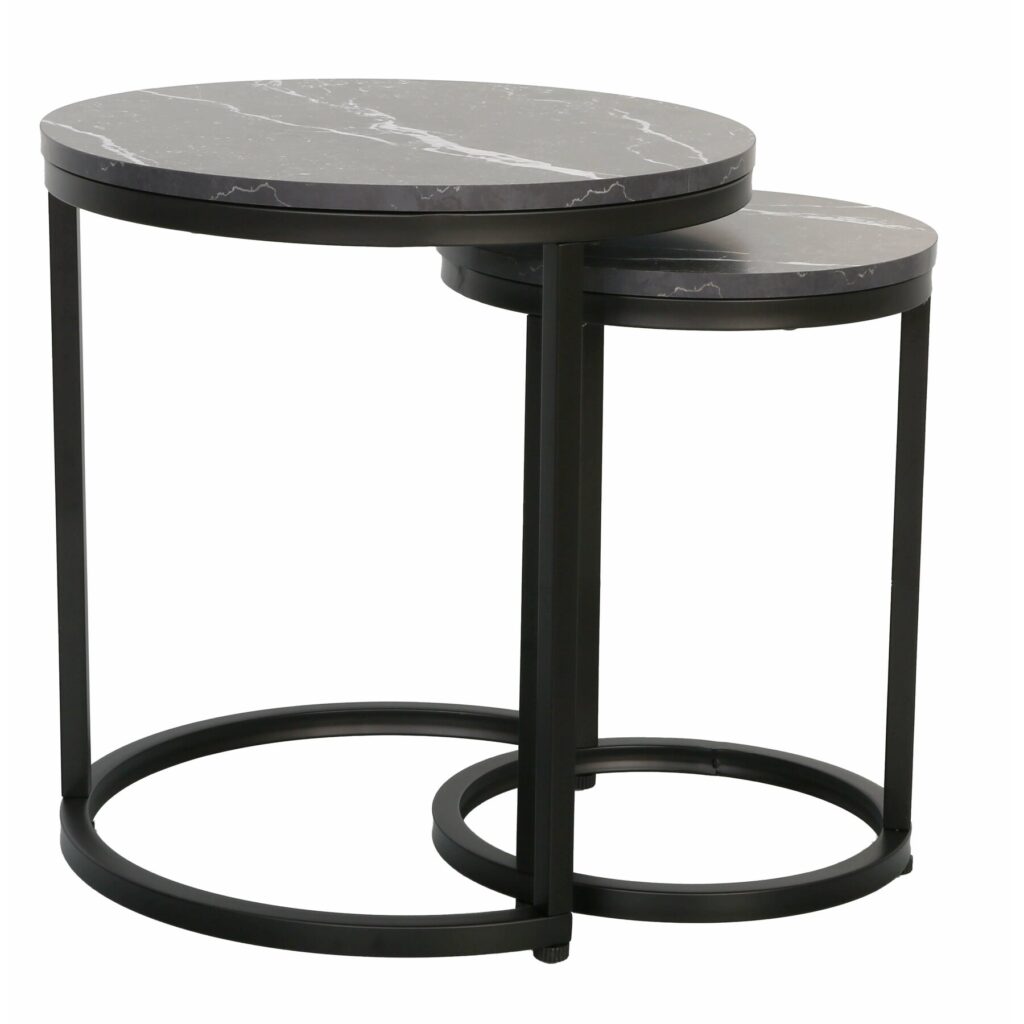 Set Masute Cafea Nestin Negru/Negru Marmura