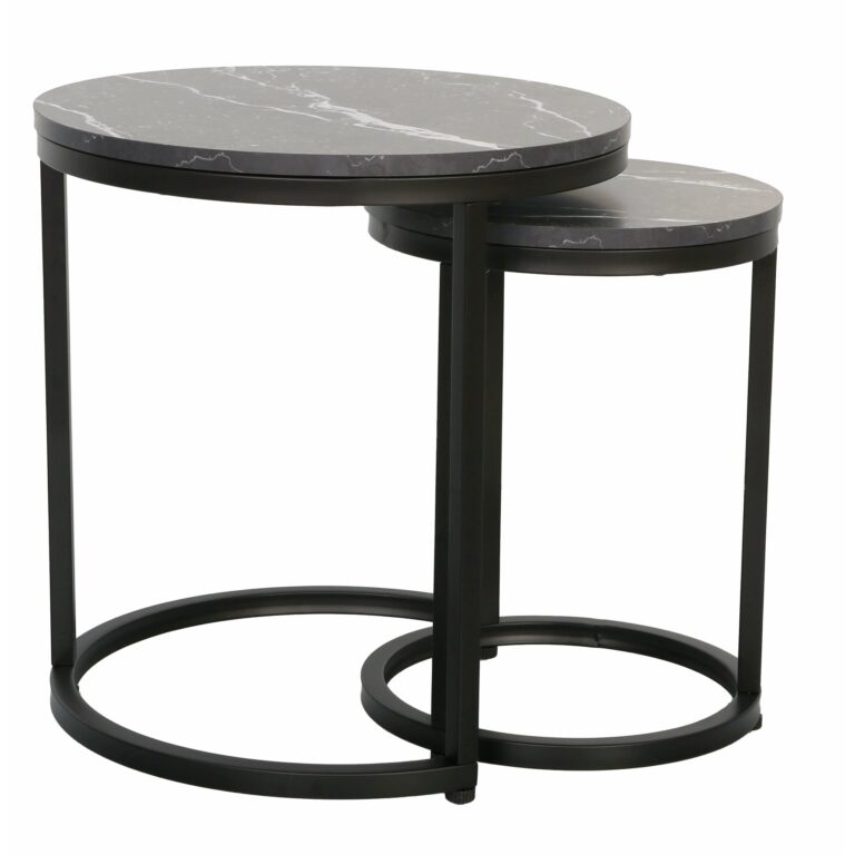 Set Masute Cafea Nestin Negru/Negru Marmura